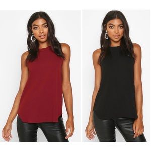 High Neck Sleeveless Top Set